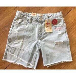 Levi's Blue Jean Shorts with Distressed Details NWT Size 14 Reg Girls
